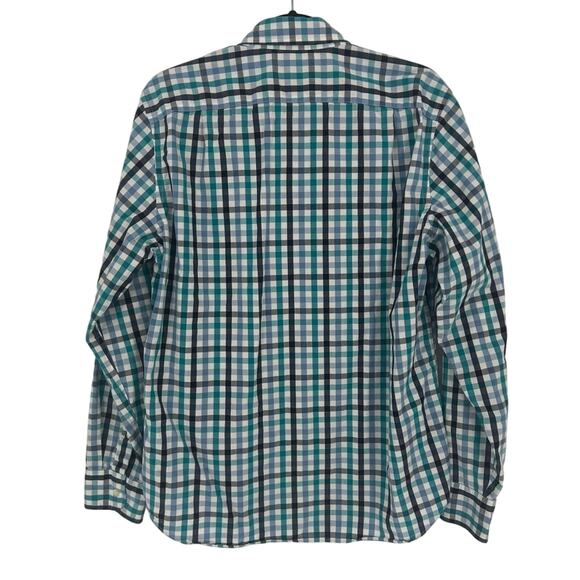 J. Crew Men’s Button Down Long Sleeve Shirt - Medium - Blue, White, Teal Plaid - Picture 2 of 3